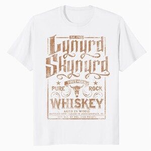 Lynyrd Skynyrd Whiskey Pure Southern Classic Rock Band T-Shirt White
